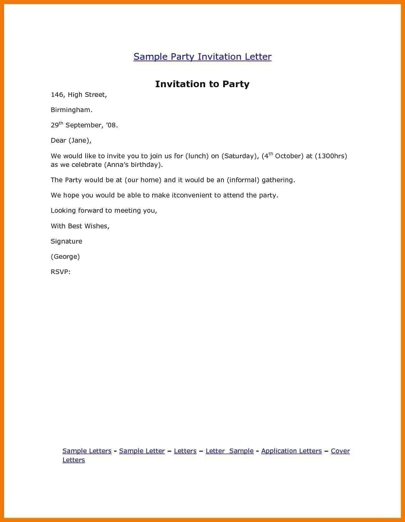 How To Write An Invitation Letter For A Birthday Party