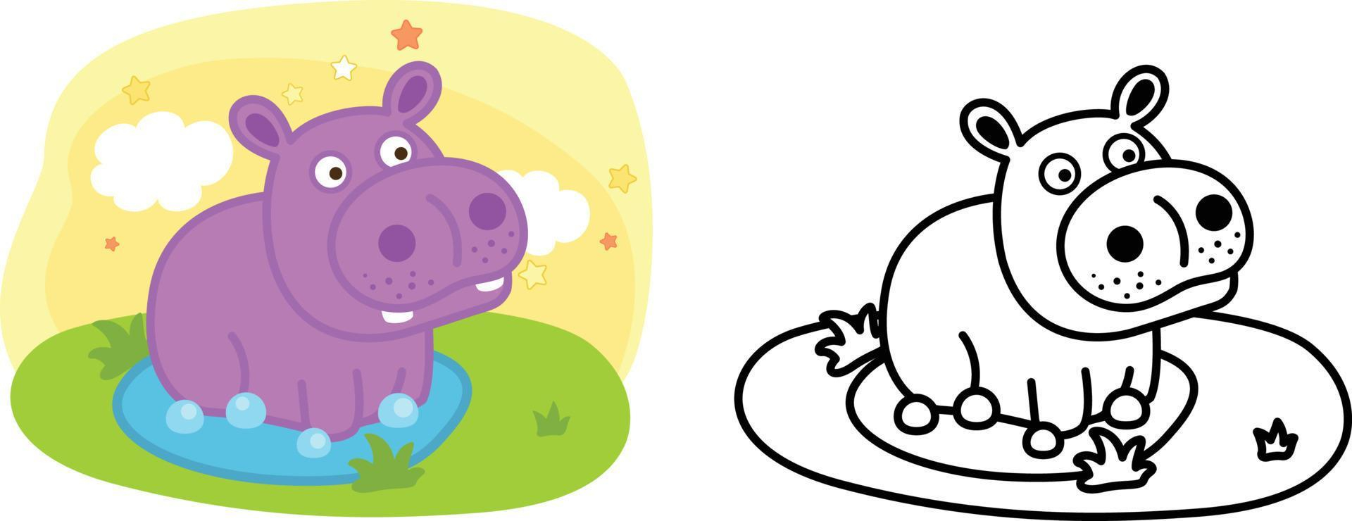 Illustration Of Educational Coloring Book Animal Hippo Vector 11269860 
