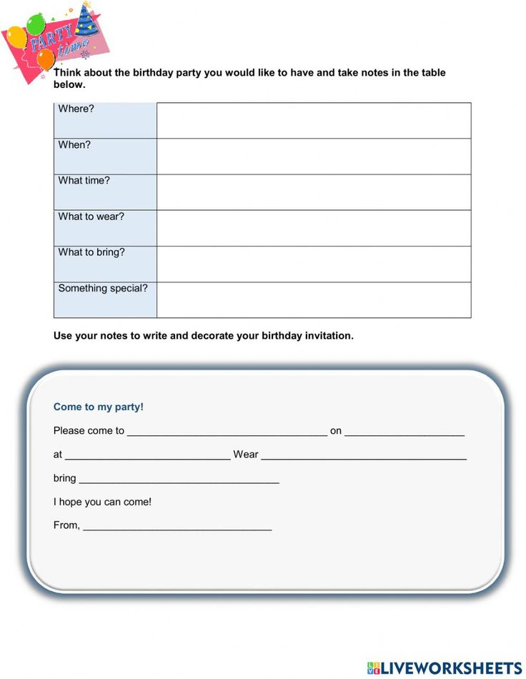 invitation worksheet