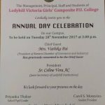 Invitation Annual Day Celebration 2017 Lady Hill Victoria