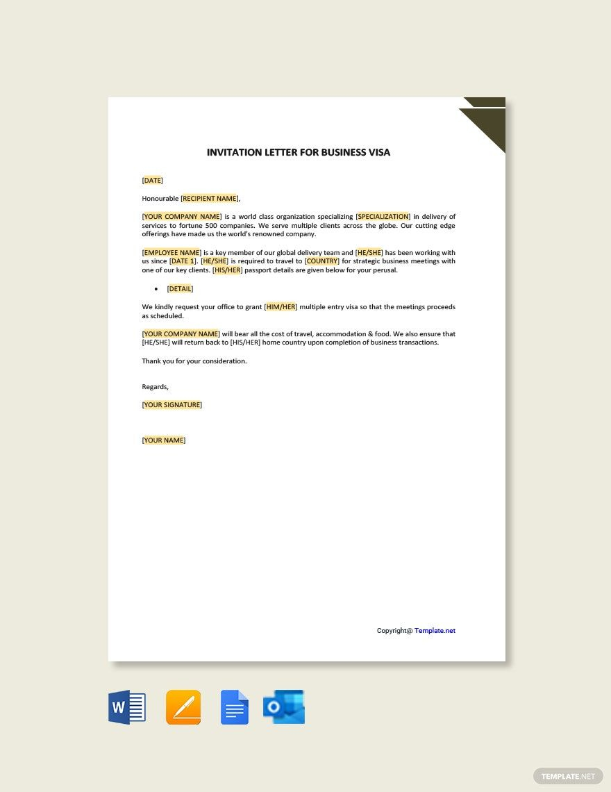 invitation form visa