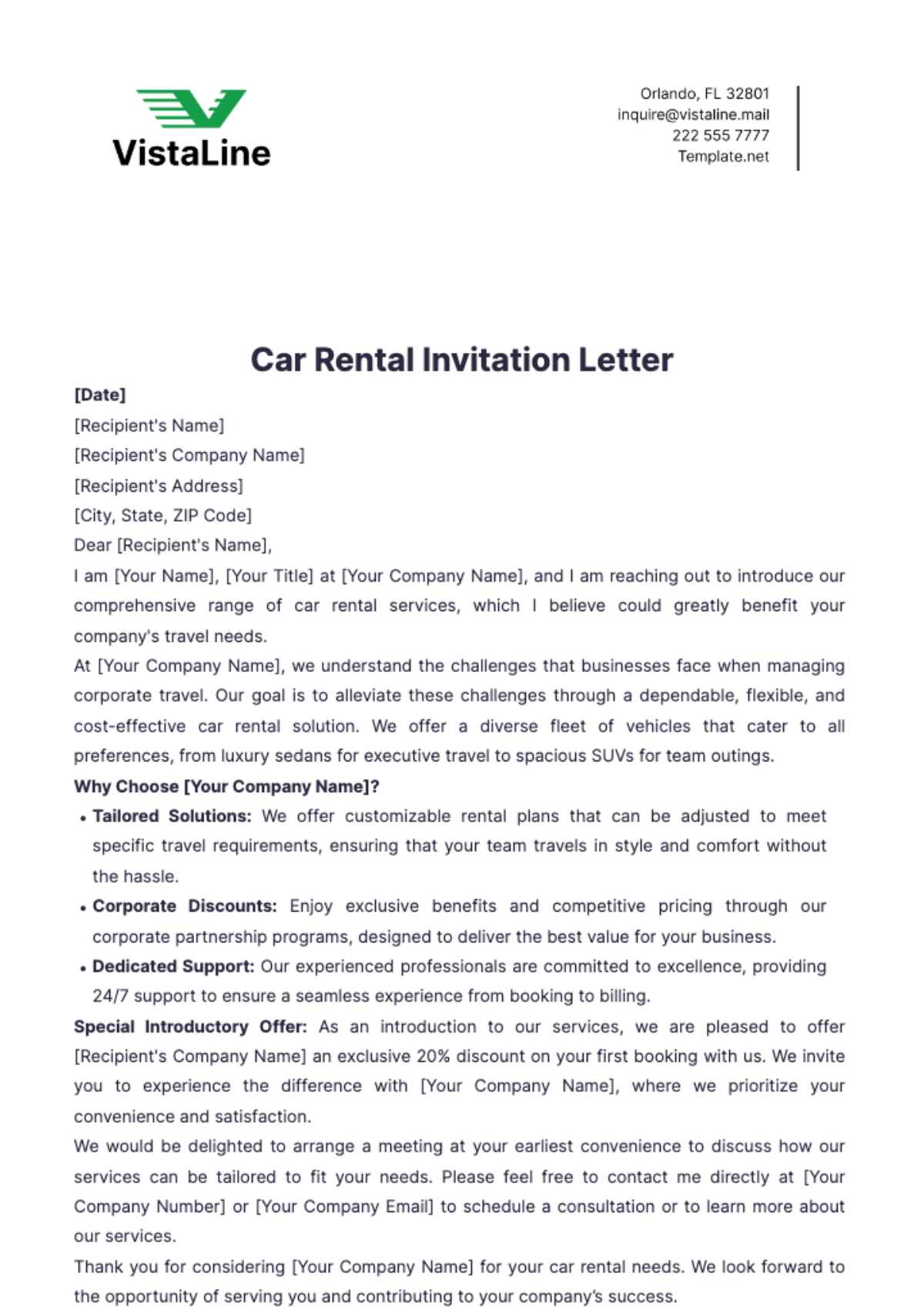 invitation letter template for tourist visa