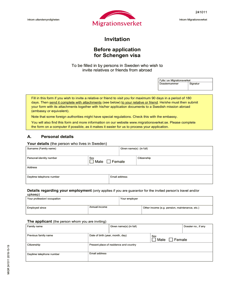 Invitation Letter For Visa Sweden Sample Fill Out Sign Online DocHub