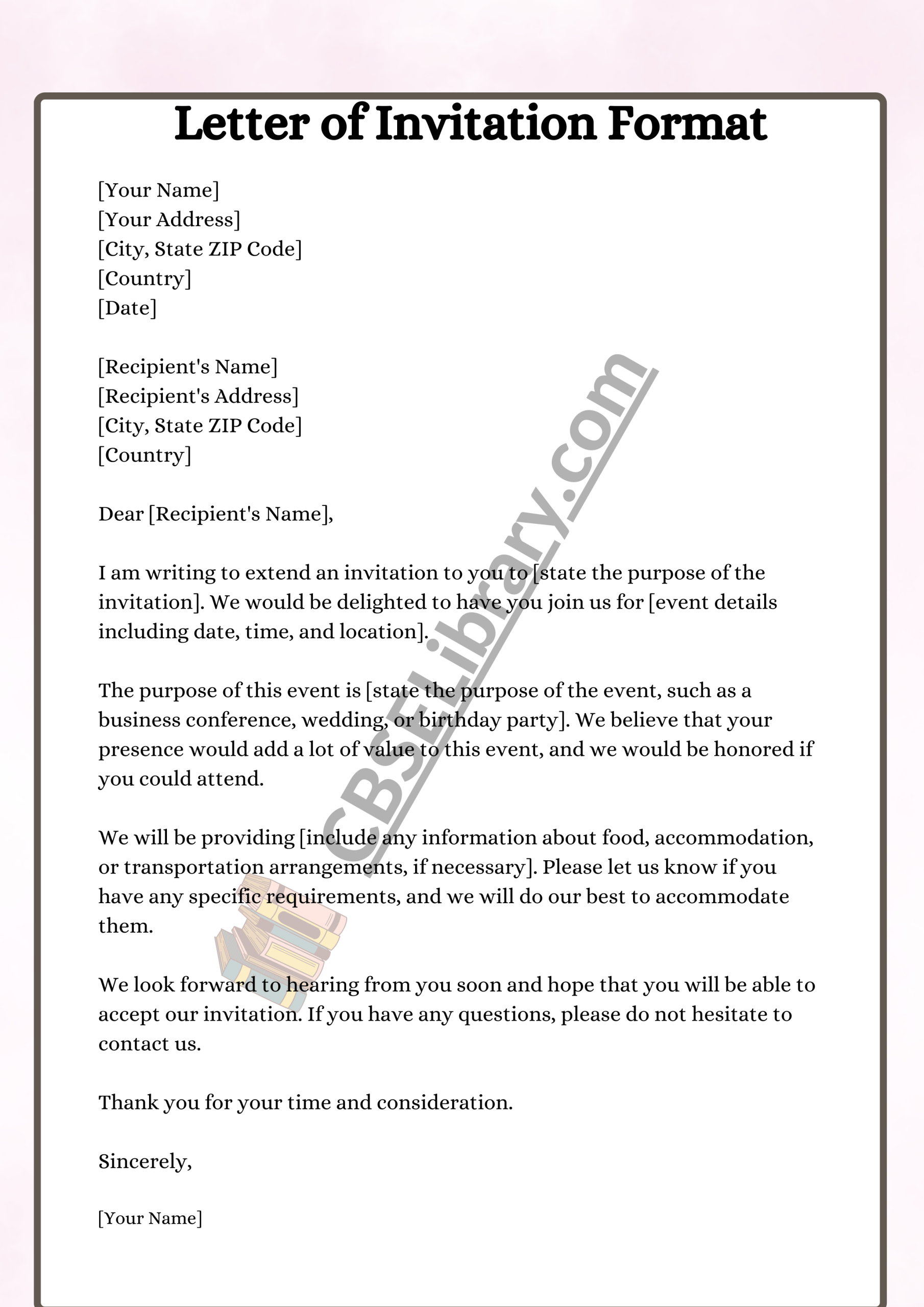 Invitation Letter Format And Samples