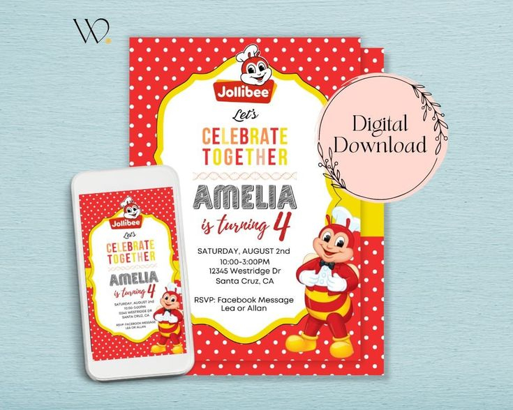 Jollibee Birthday Invitation Template Jollibee Birthday Invitation 