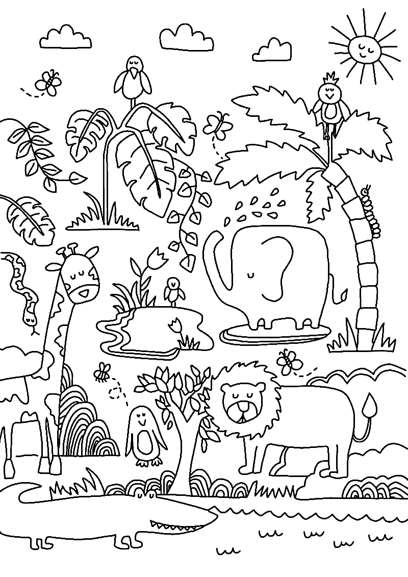 Jungle Animals Coloring Page Download Free Jungle Ani Vrogue co