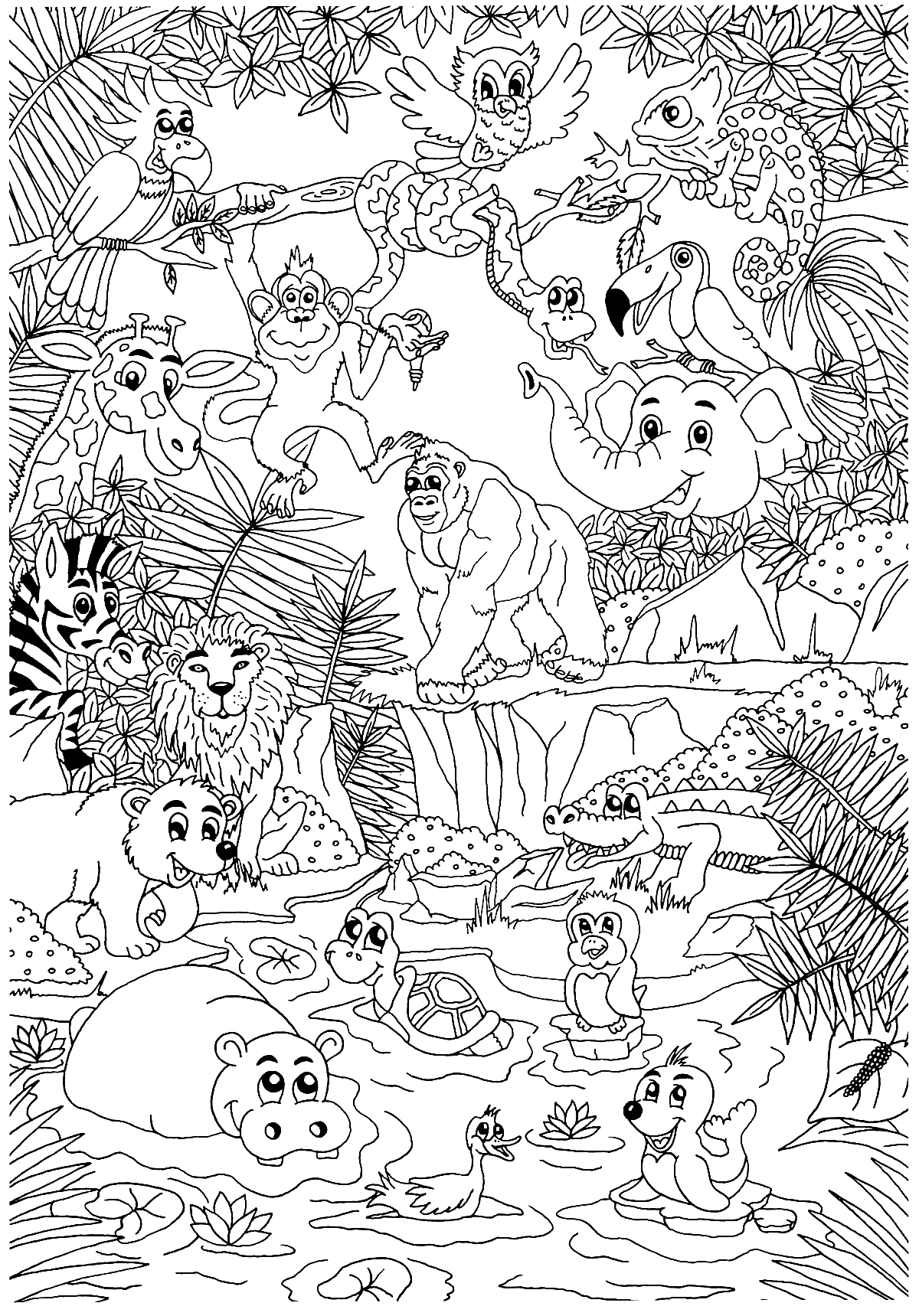 Jungle Animals Coloring Pages Kidsuki