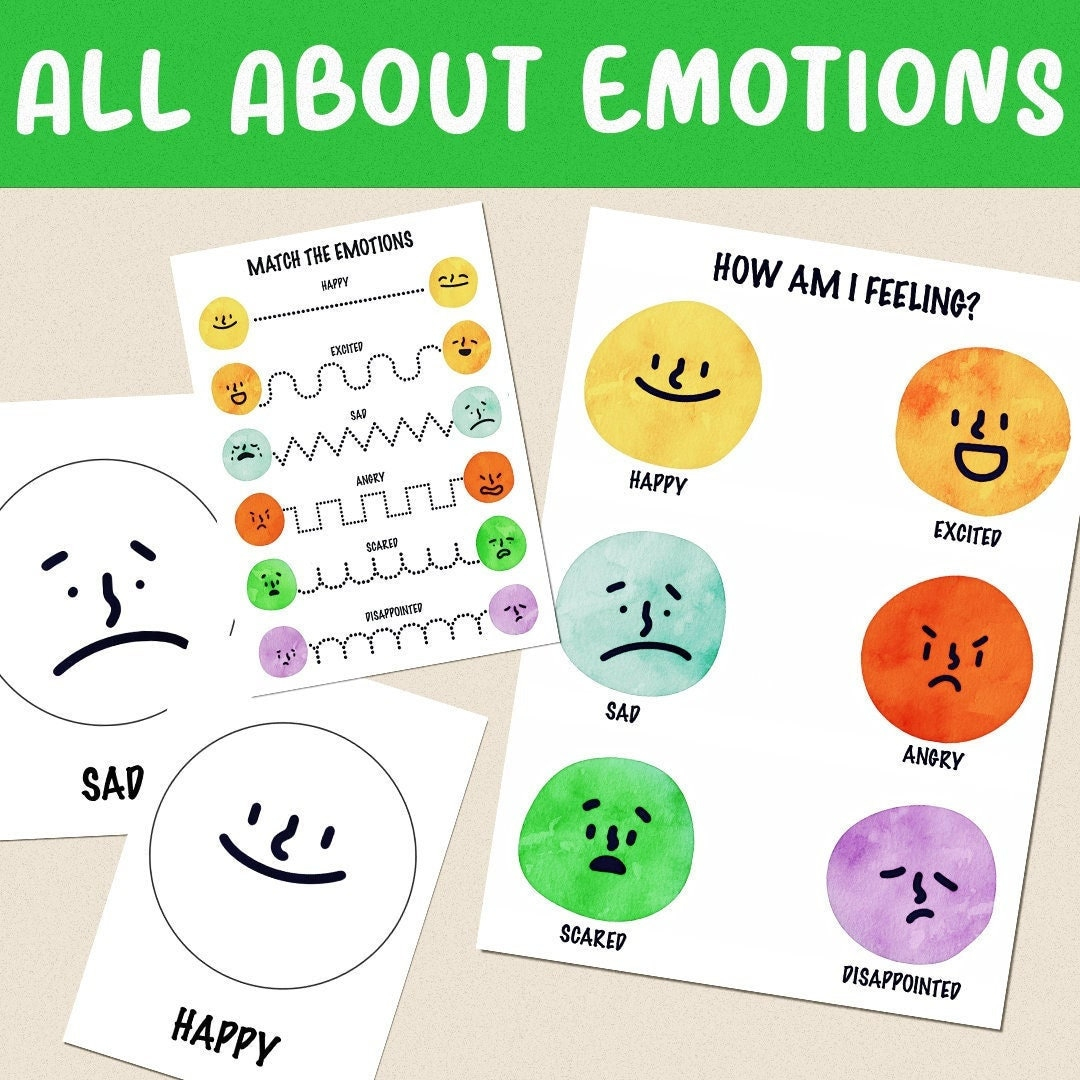 Kids Emotions Activities For Homeschool Pre k Or Kindergarten Etsy