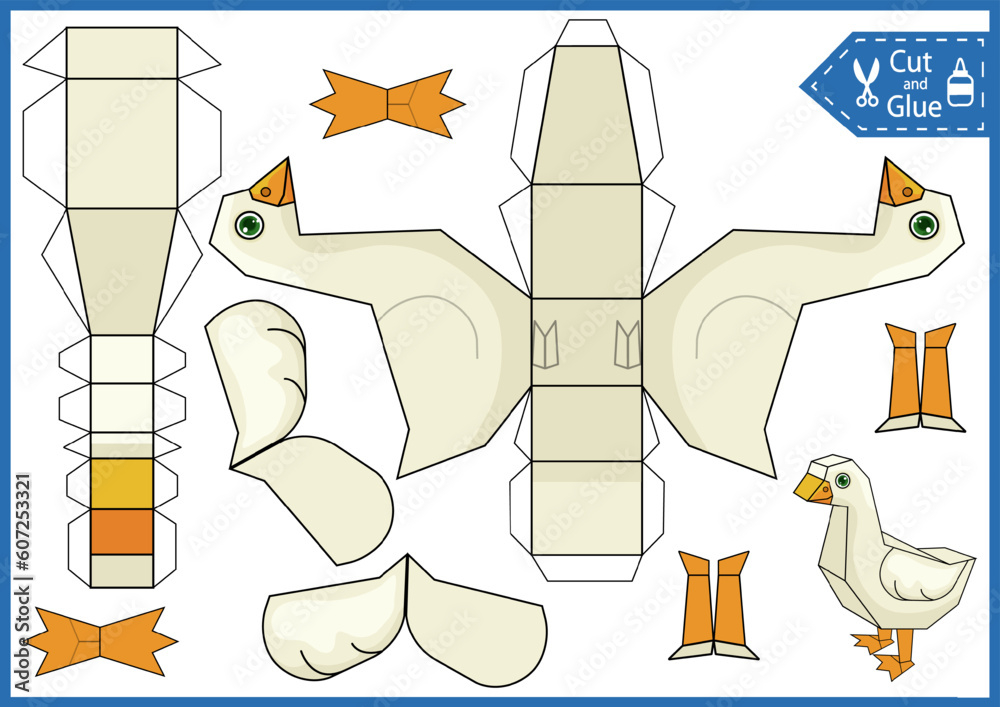Kids Paper Craft Activity Page Template Cut And Glue A Paper Model 