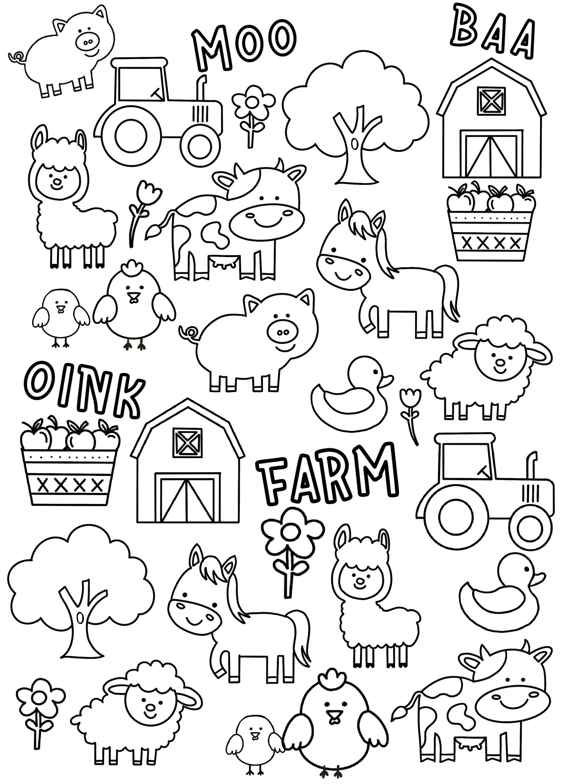 Kindergarten Farm Animal Coloring Pages