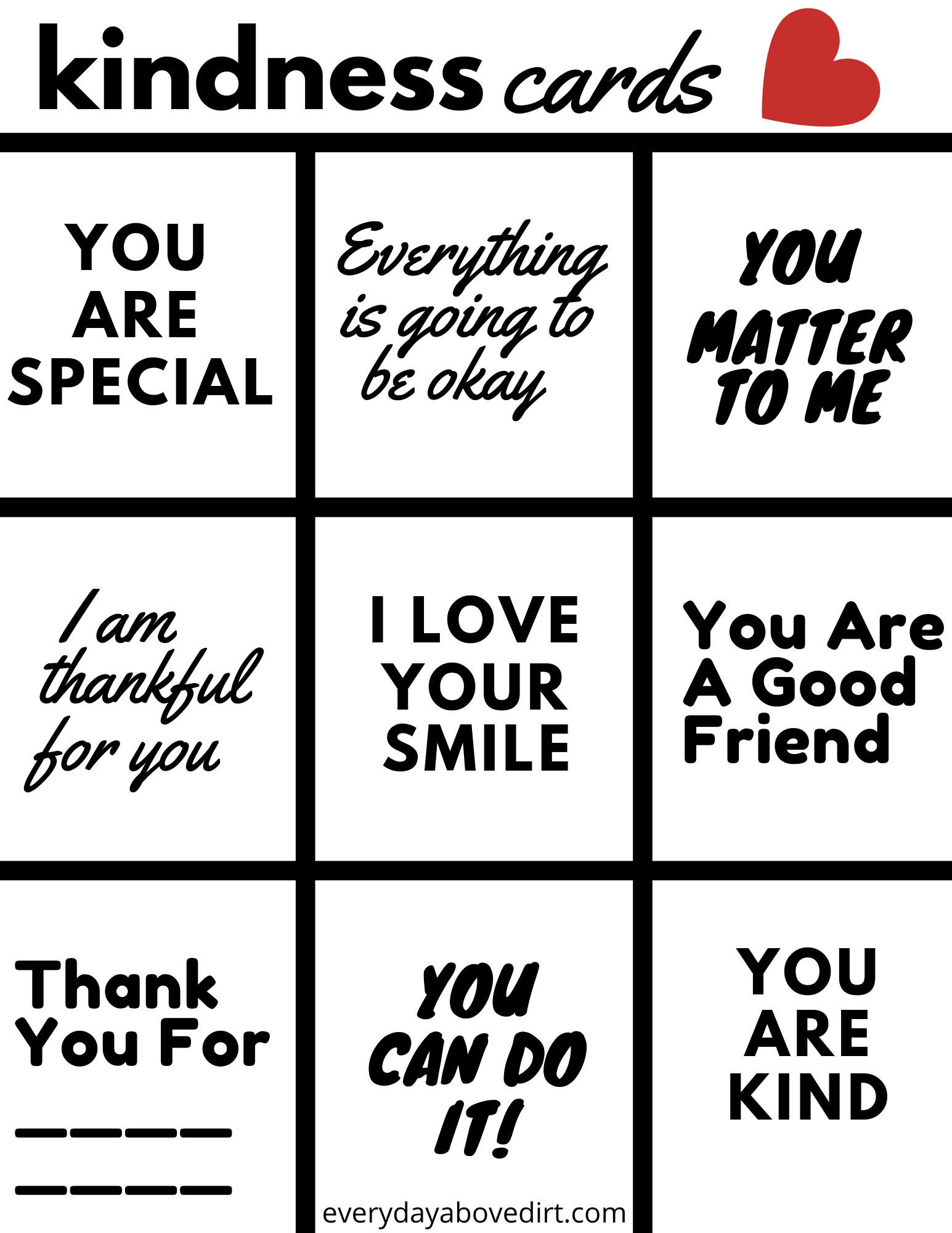 Kindness Cards Printable