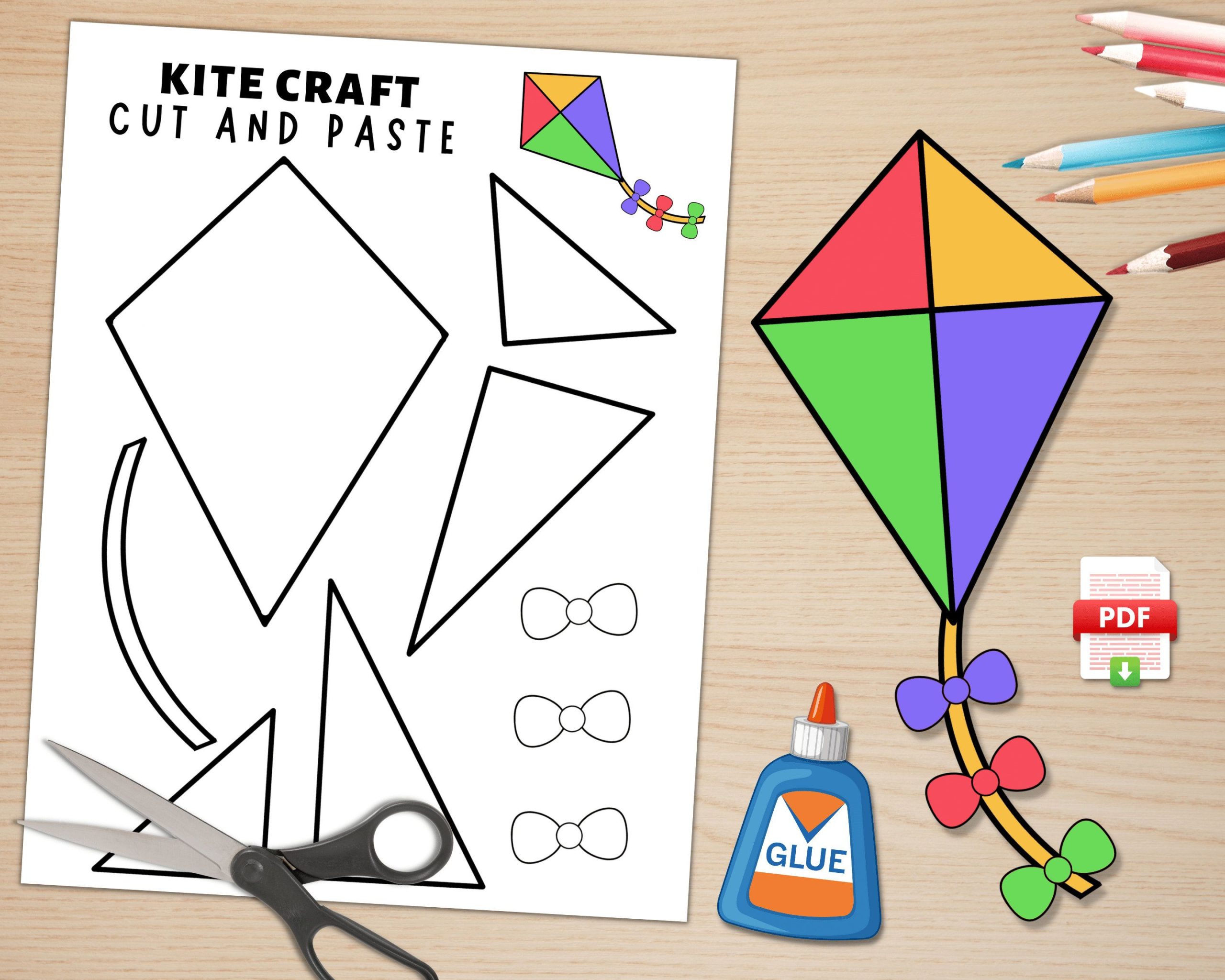 Kite Craft For Kids Spring Activities Build A Kite Cut And Paste Kite 