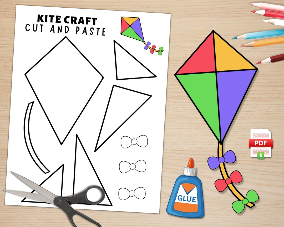 Kite Craft For Kids Spring Activities Build A Kite Cut And Paste 