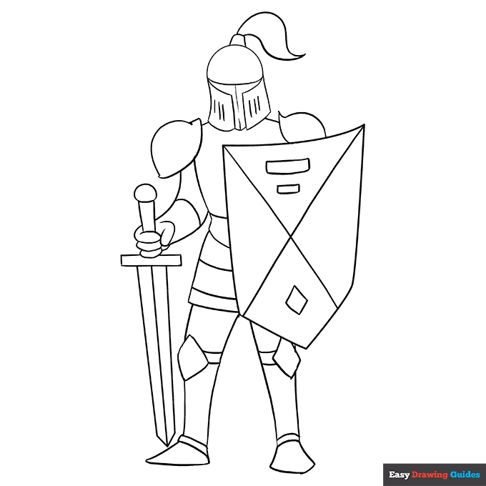 Knight Coloring Page Easy Drawing Guides
