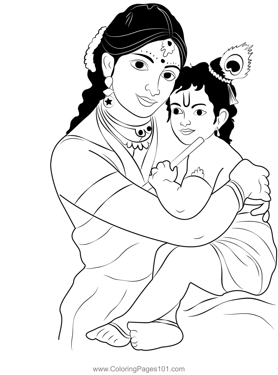 printable krishna coloring pages
