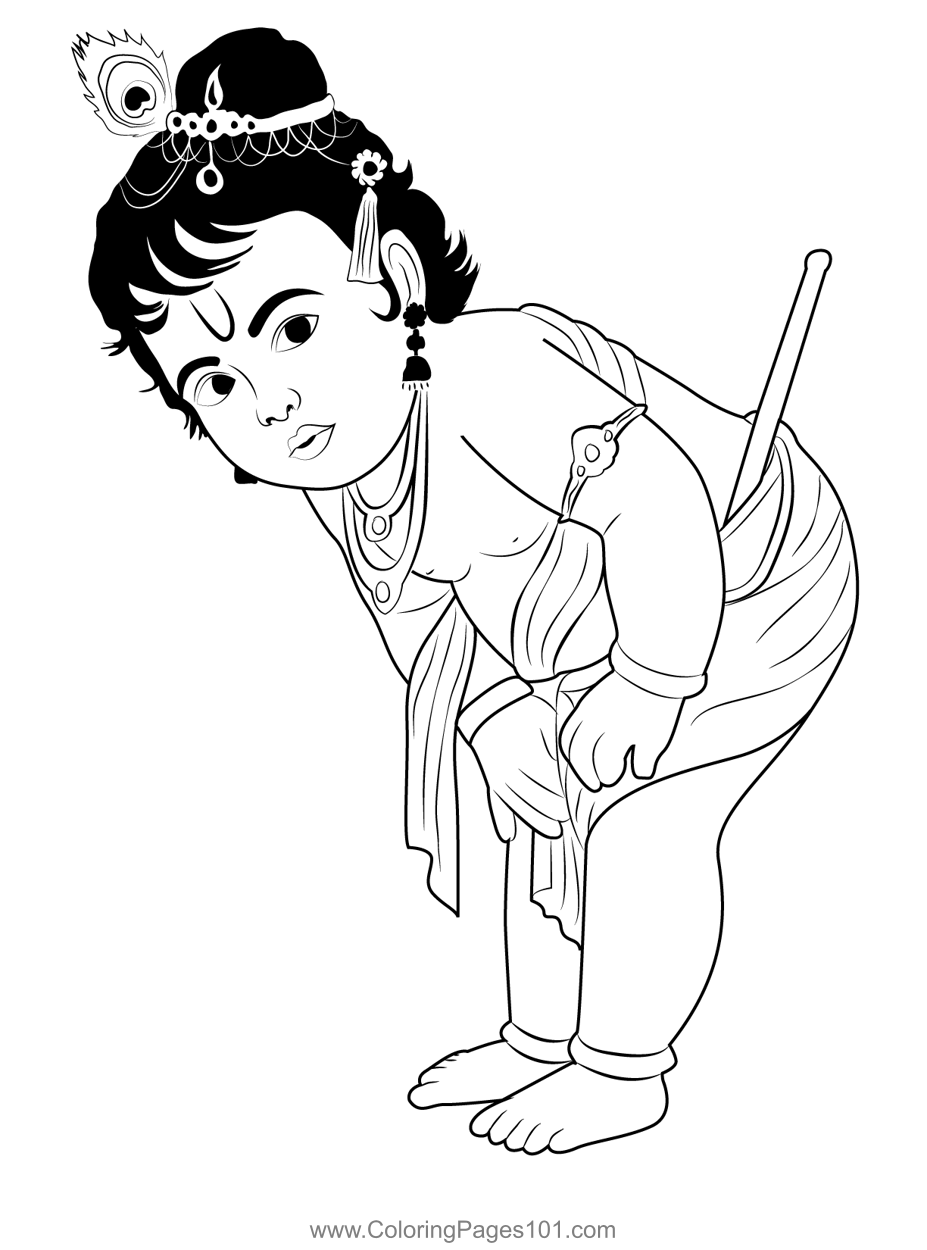 Krishna Coloring Page For Kids Free Krishna Janmashtami Printable Coloring Pages Online For 