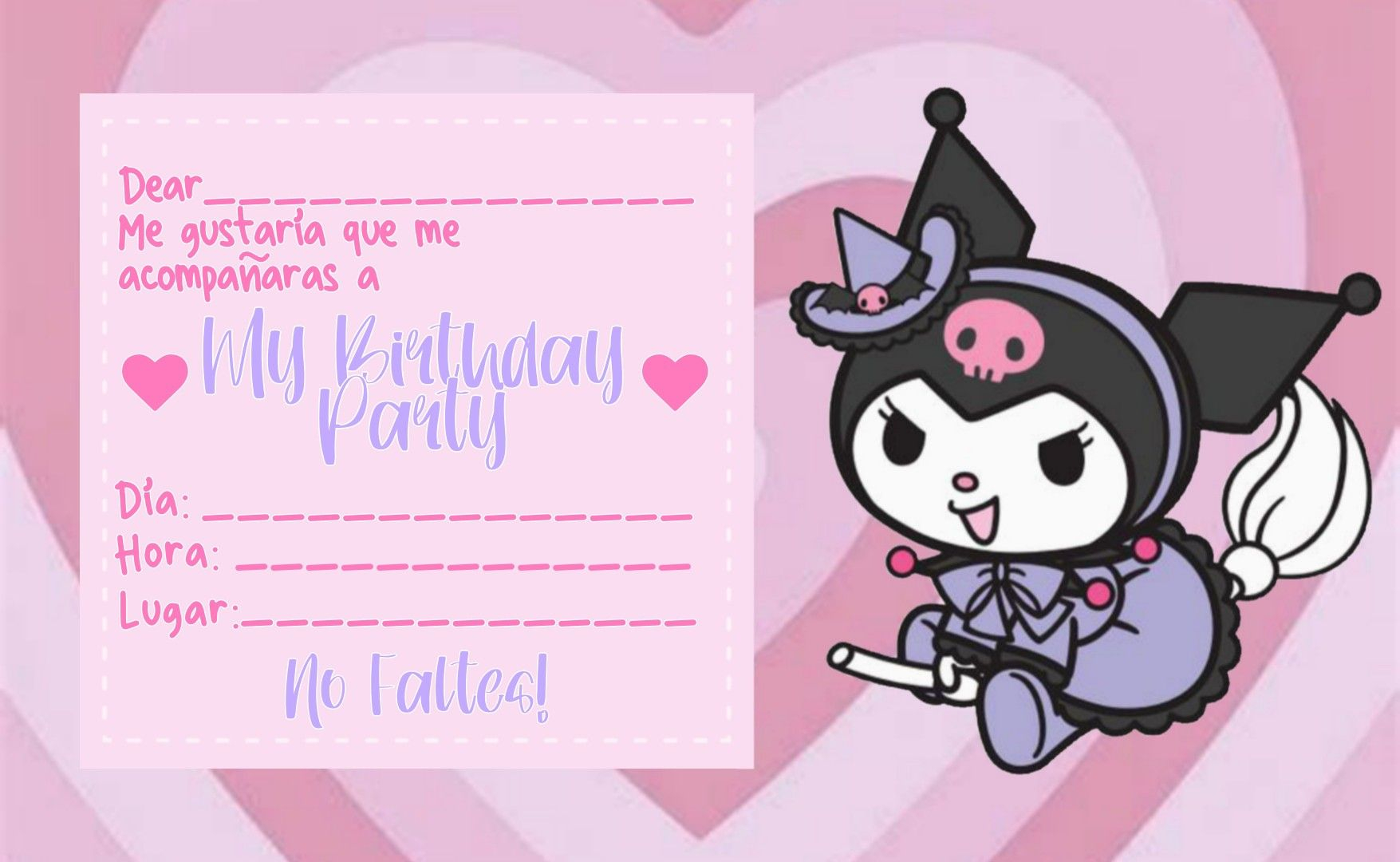 Kuromi Birthday Invitation Template Free Dev onallcylinders