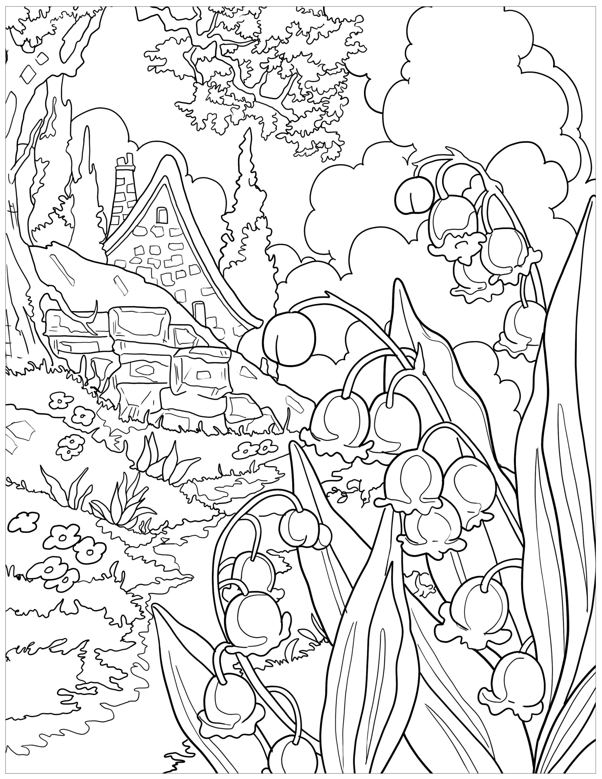 animal landscape coloring pages