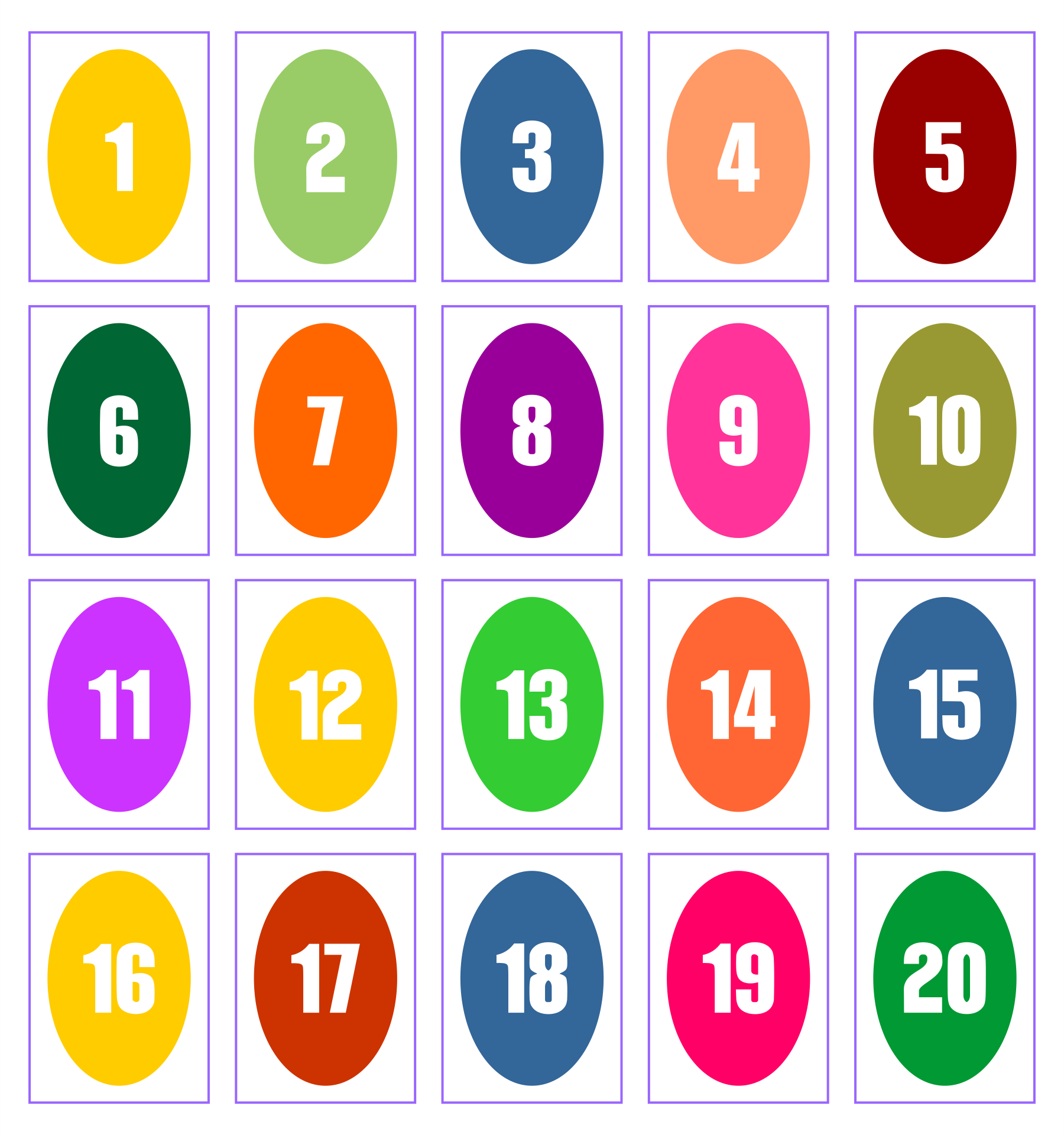 Large Number Cards 1 20 10 Free PDF Printables Printablee