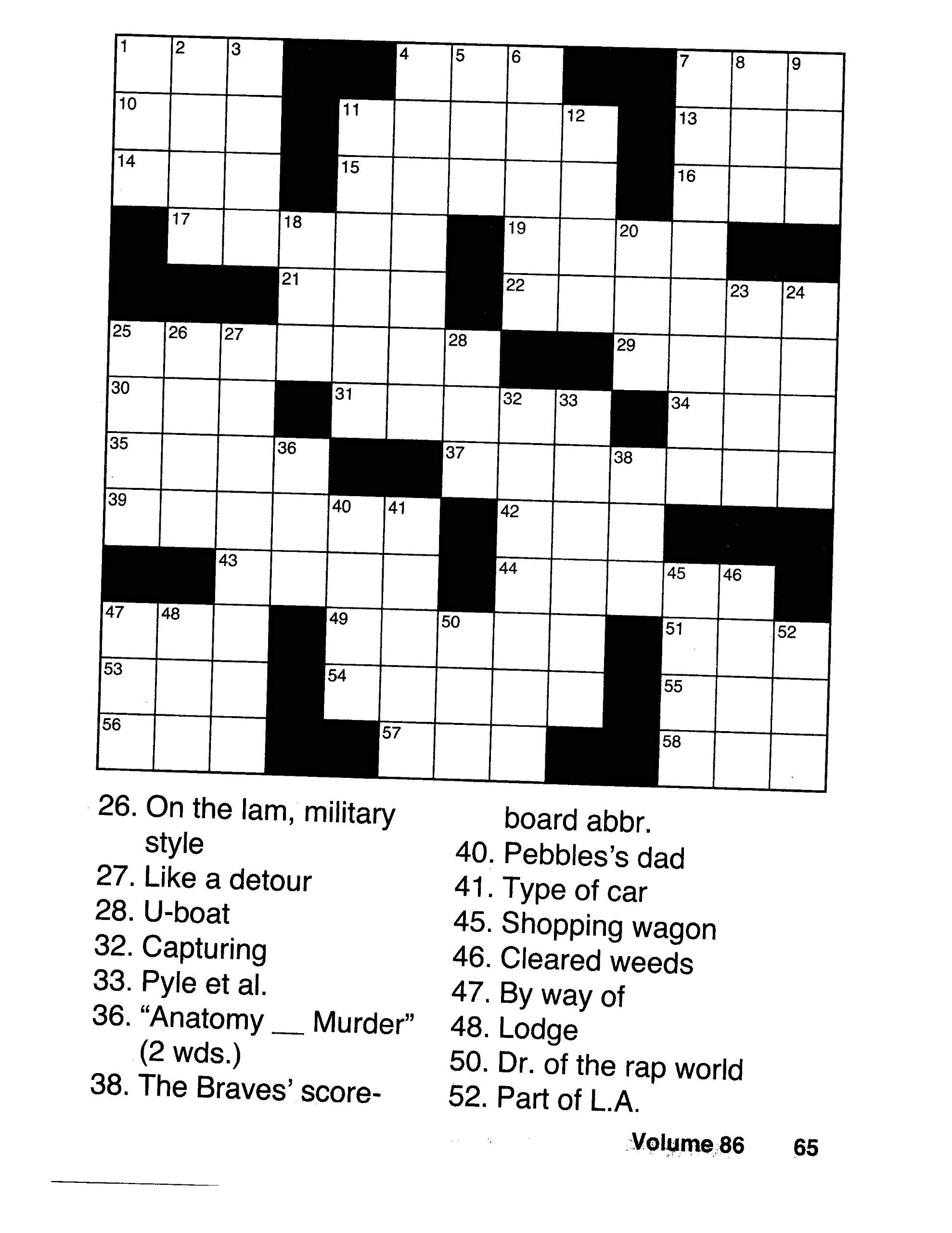 easy printable crossword puzzles
