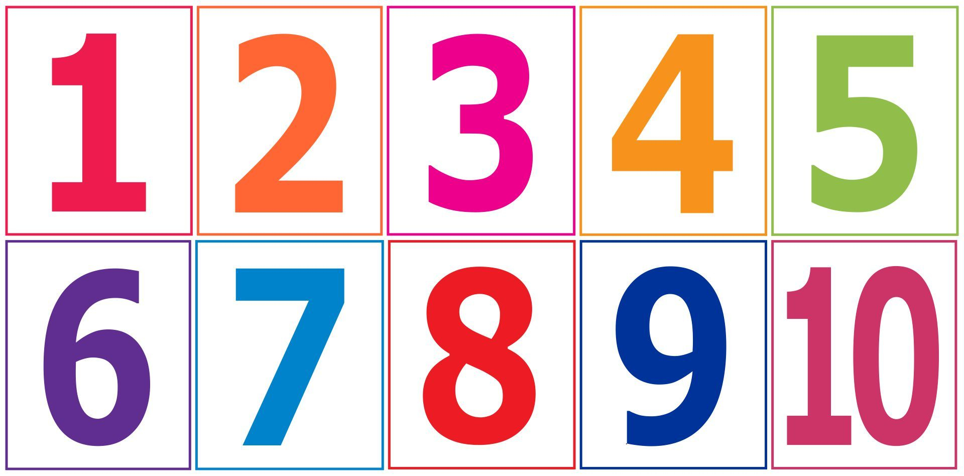 Large Printable Number Flash Cards For Kids