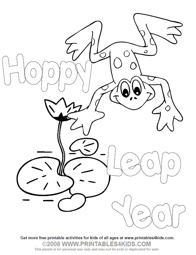 Leap Year Coloring Page Printables For Kids Free Word Search 