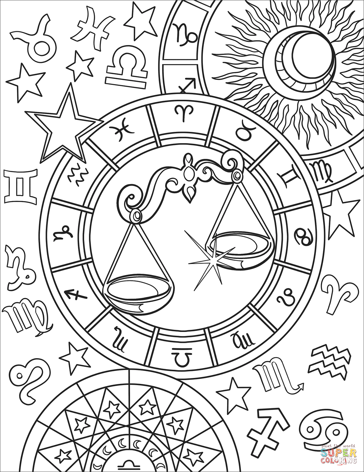 Libra Zodiac Sign Coloring Page Free Printable Coloring Pages 