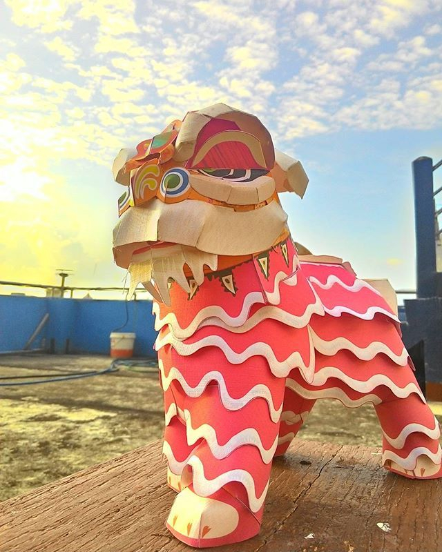 Lion Dance Papercraft Ready For Angpao imlek papercraft 
