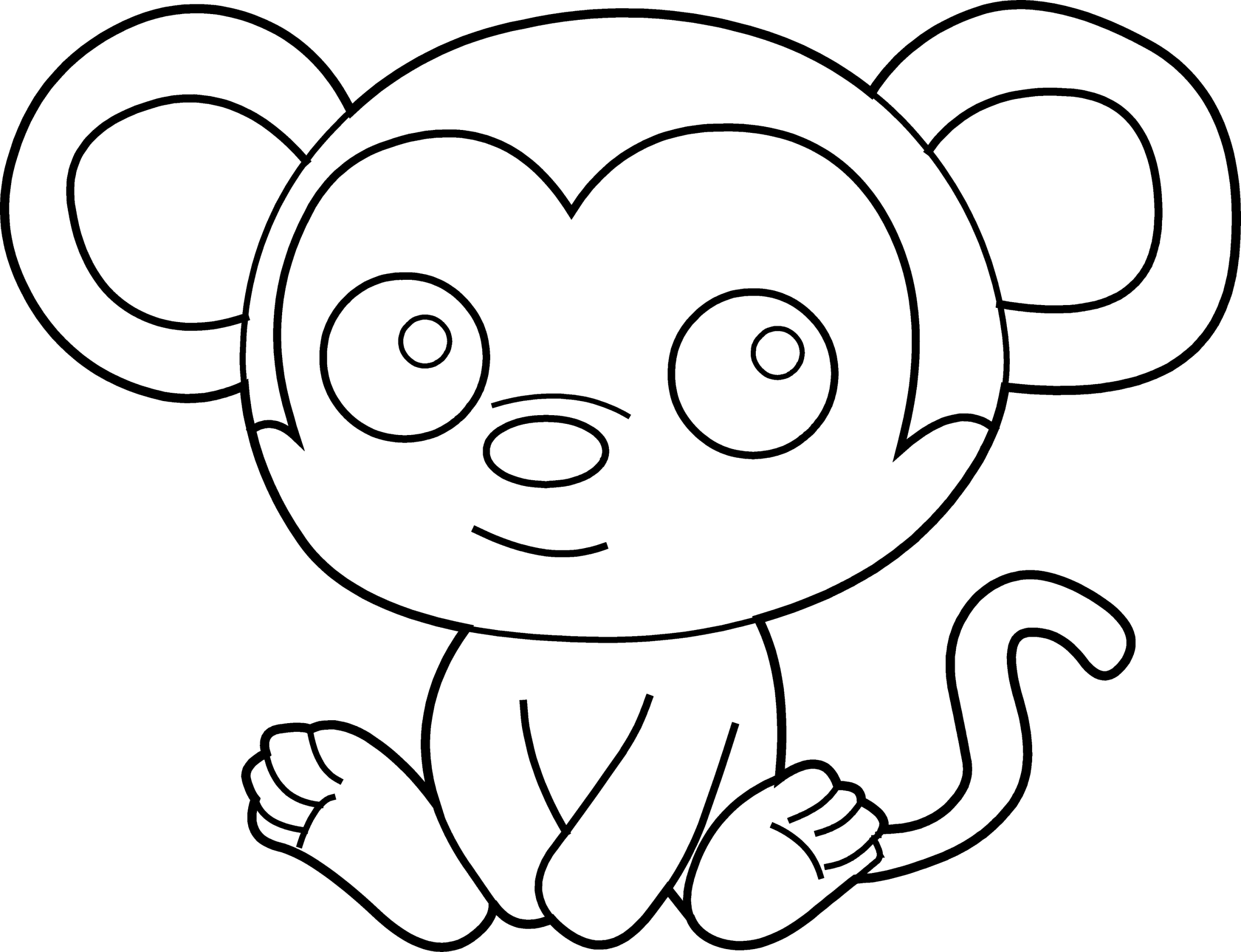 Little Monkey Coloring Page Free Clip Art