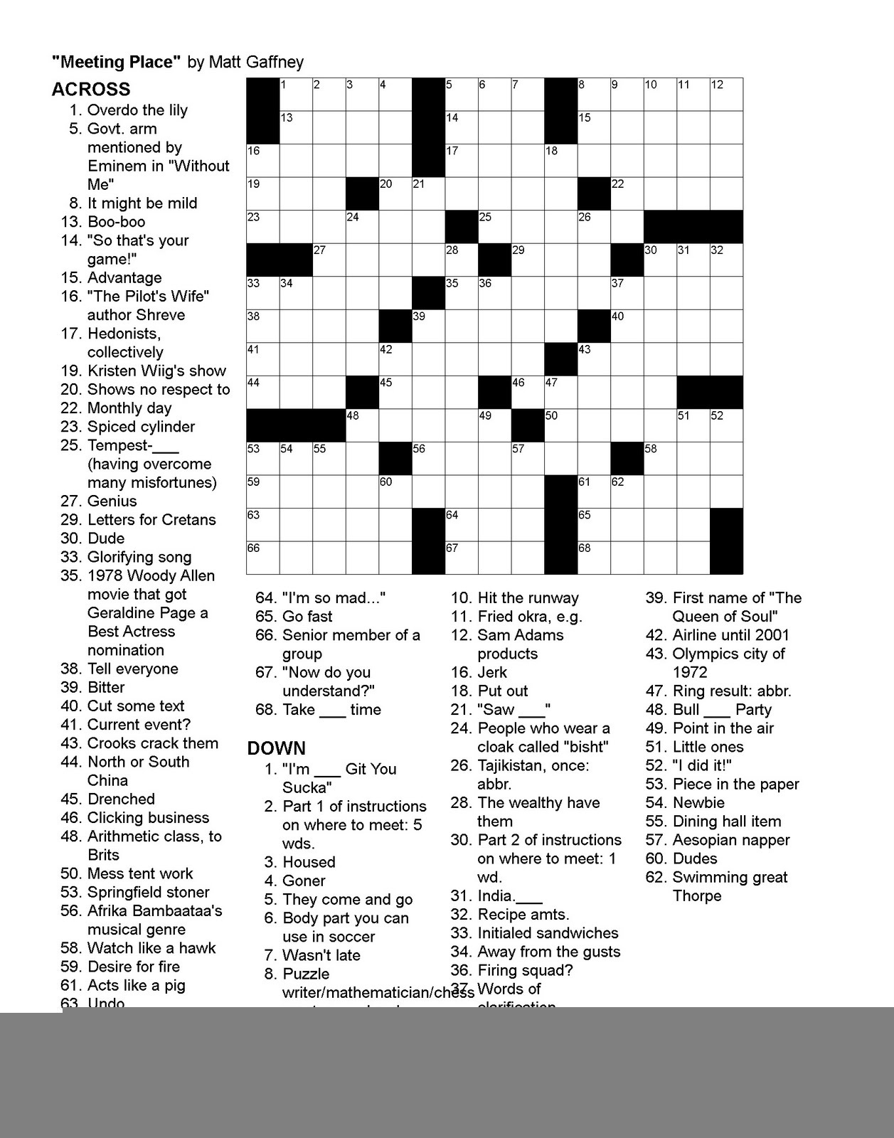 Los Angeles Times Crossword Puzzle Printable Printable Crossword 
