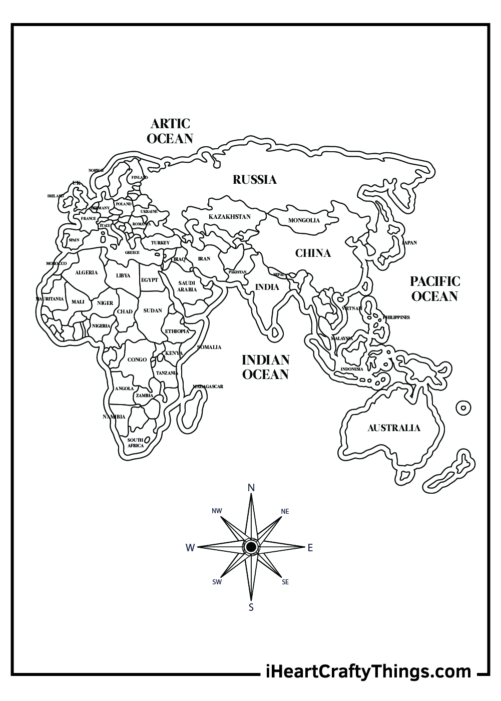 Map Coloring Pages Printable