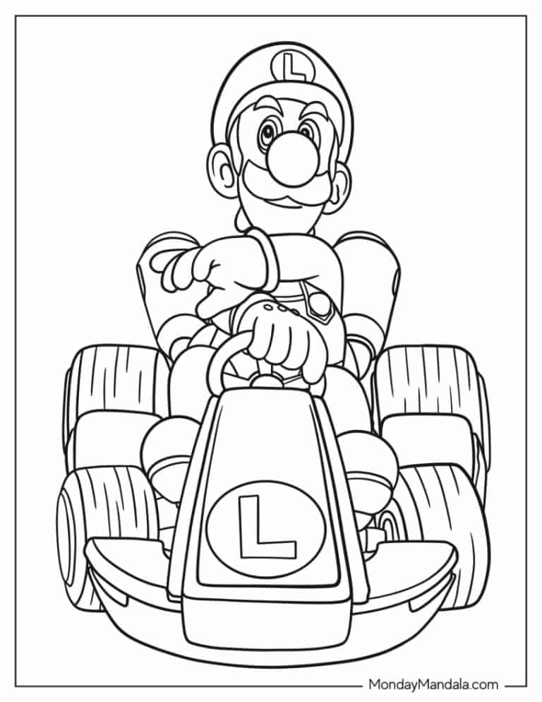 Mario Kart Coloring Pages 17 Free Printables Free Mario Kart Coloring 