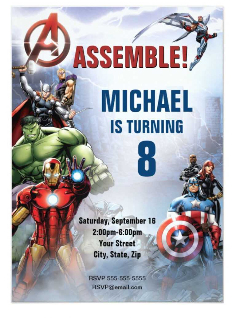 Marvel Avengers Birthday Invitation Zazzle Intended For Avengers Marvel Avengers Birthday Invitation Zazzle Intended For Avengers
