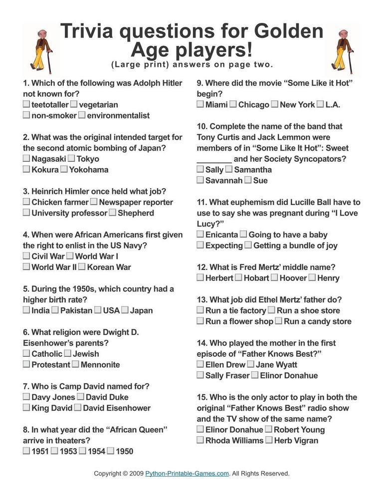 May Trivia Questions And Answers Printable Printable Sight Words List