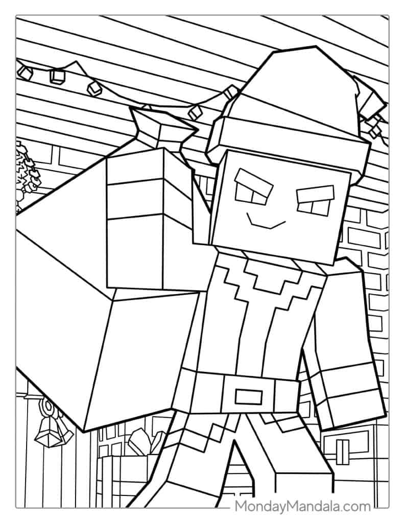 Minecraft Christmas Coloring Pages Coloring Nation