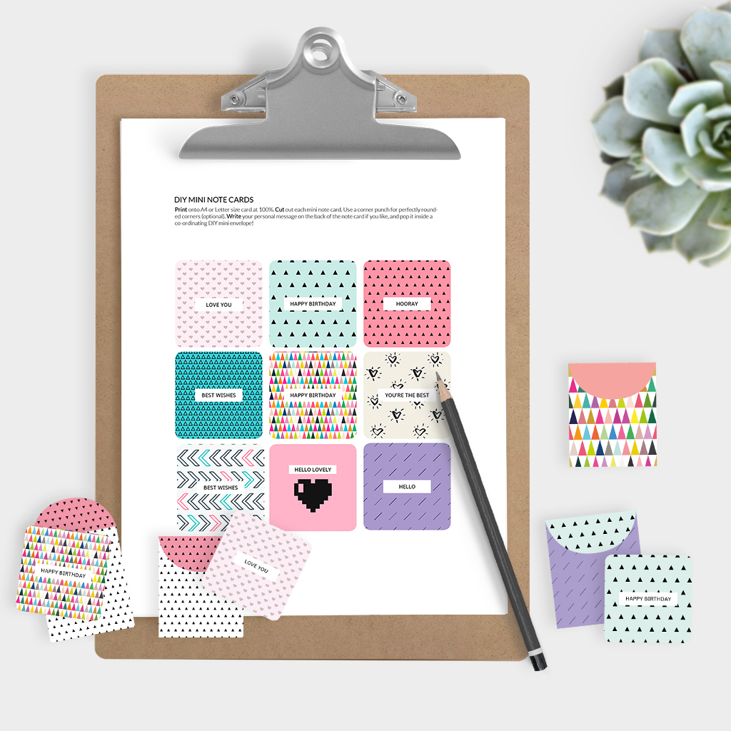 Mini Note Cards And Envelopes Set Of 9 Mini Cards Free Printable