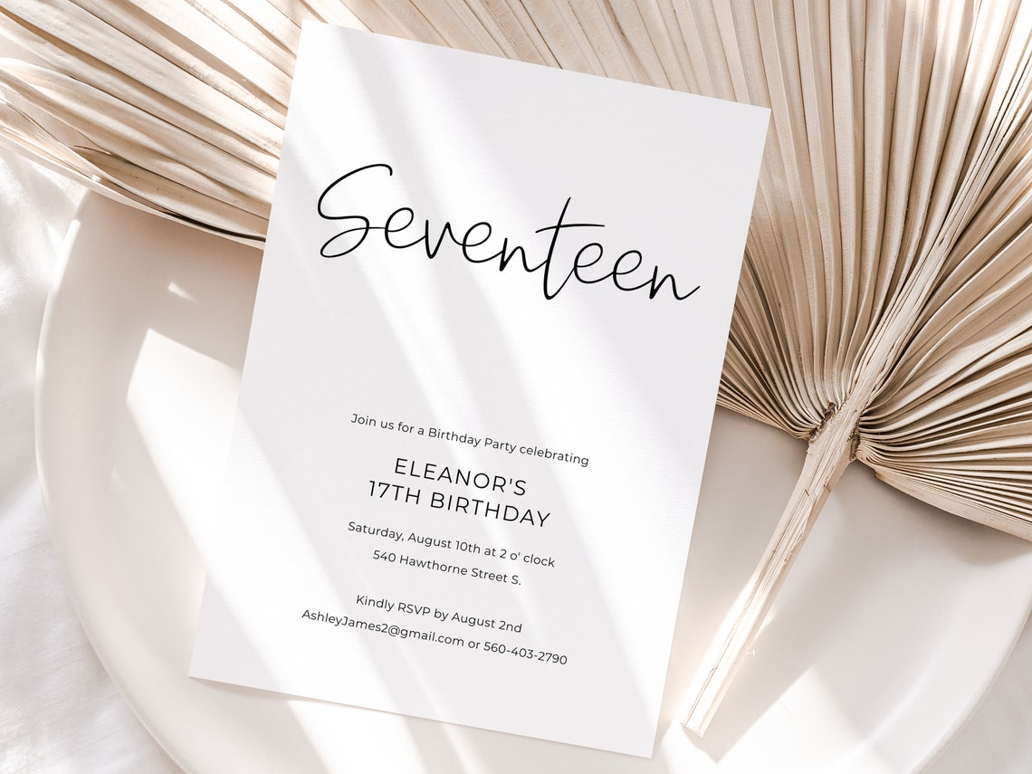 Minimalist Birthday Invitation Printable Editable Digital Etsy