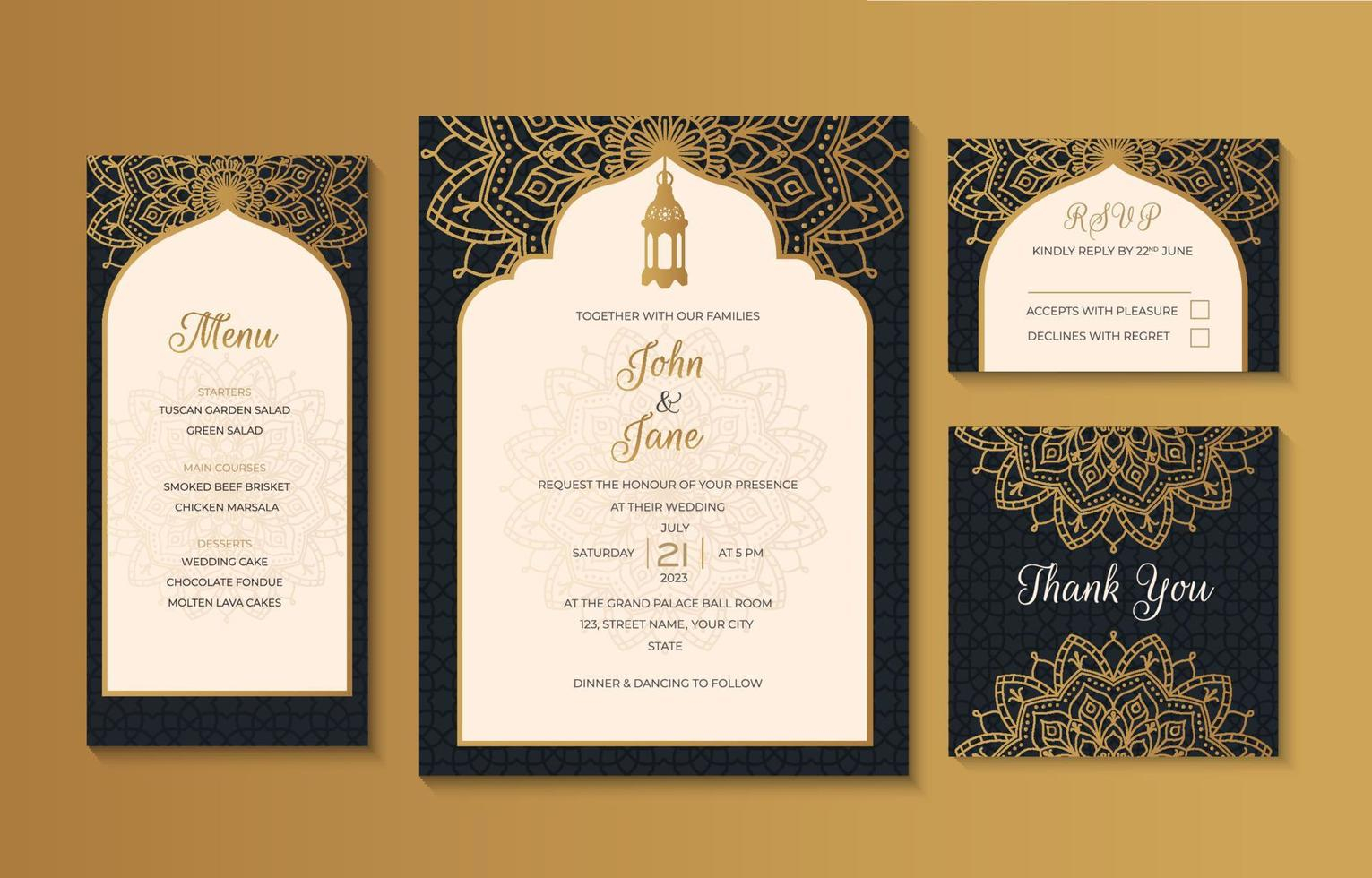 Moslem Wedding Invitation Template 15015619 Vector Art At Vecteezy
