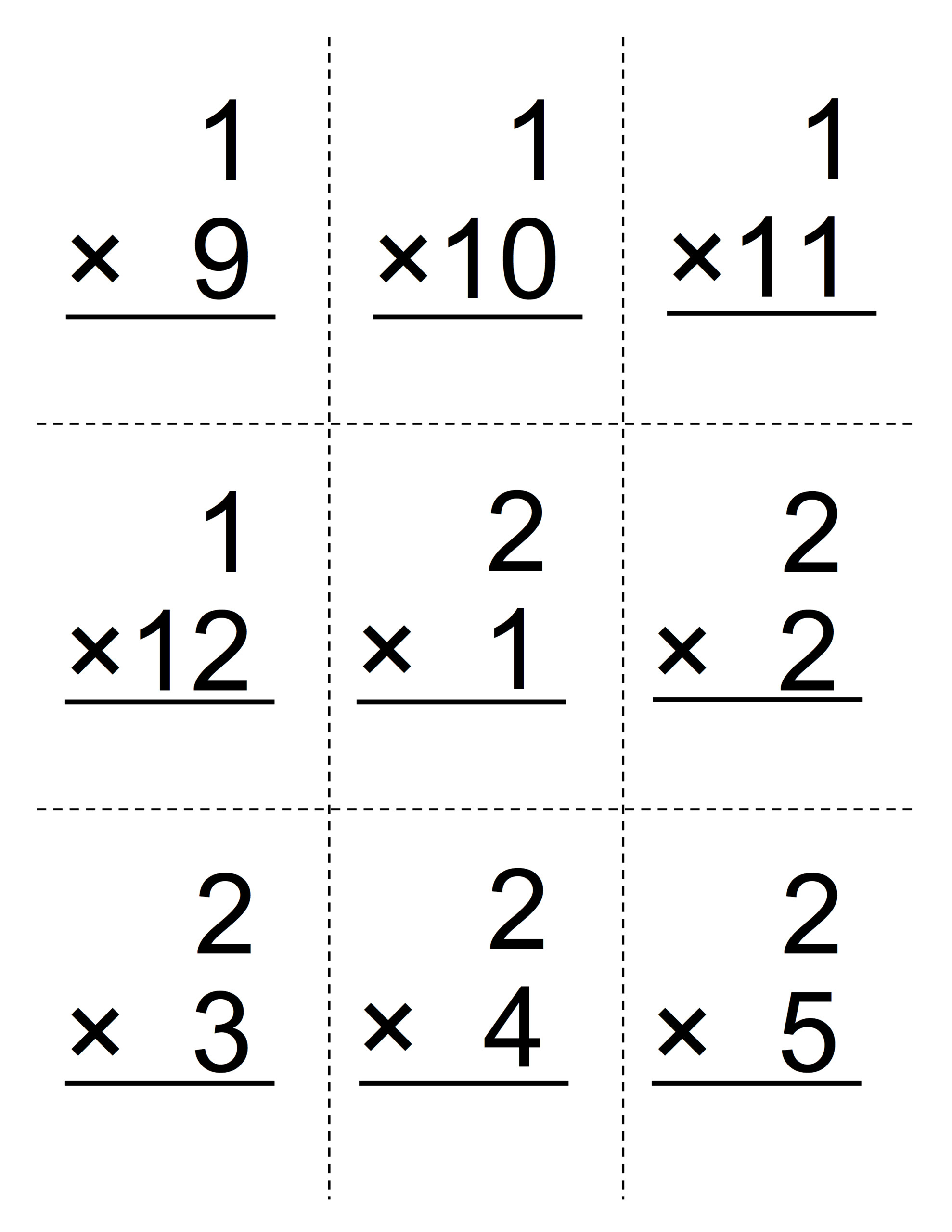 Multiplication Cards Printable