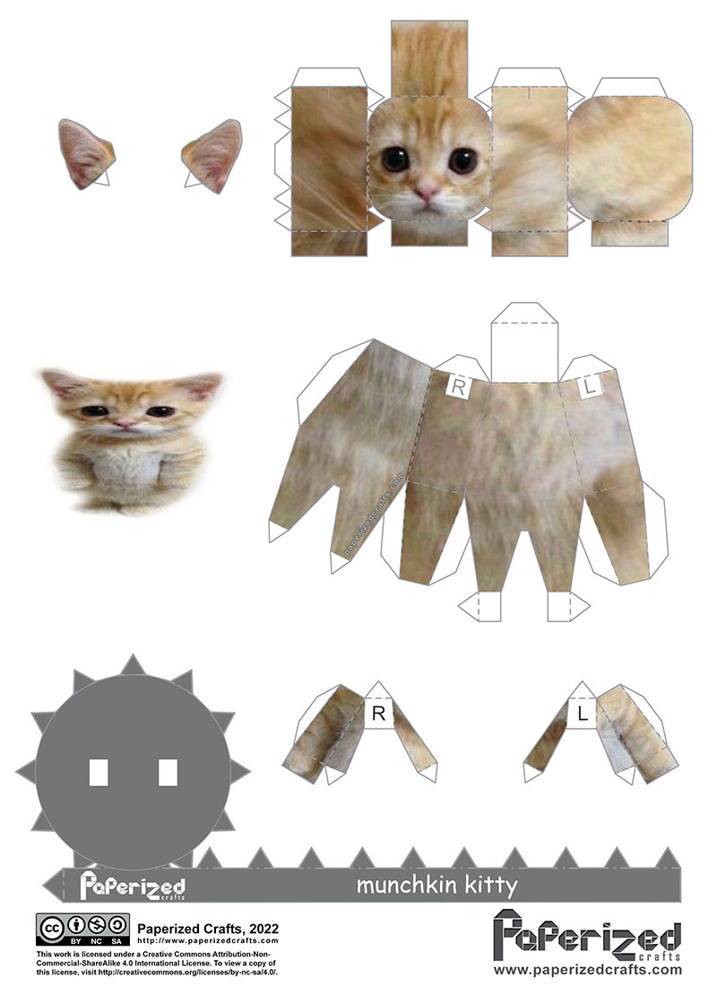 Munchkin Kitty Papercraft Paperized Crafts Cat Template Paper Doll 