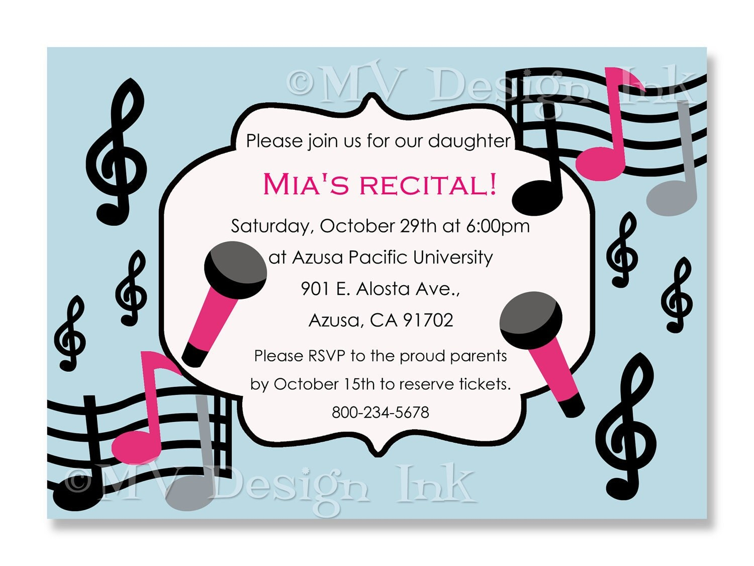 Music Recital Invitation Musical Birthday Party By MVDesignInk