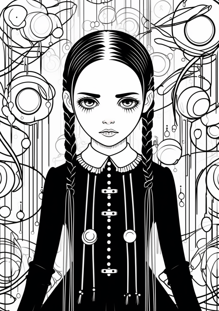 Mystical Wednesday Addams Coloring Pages Wednesday Addams Coloring