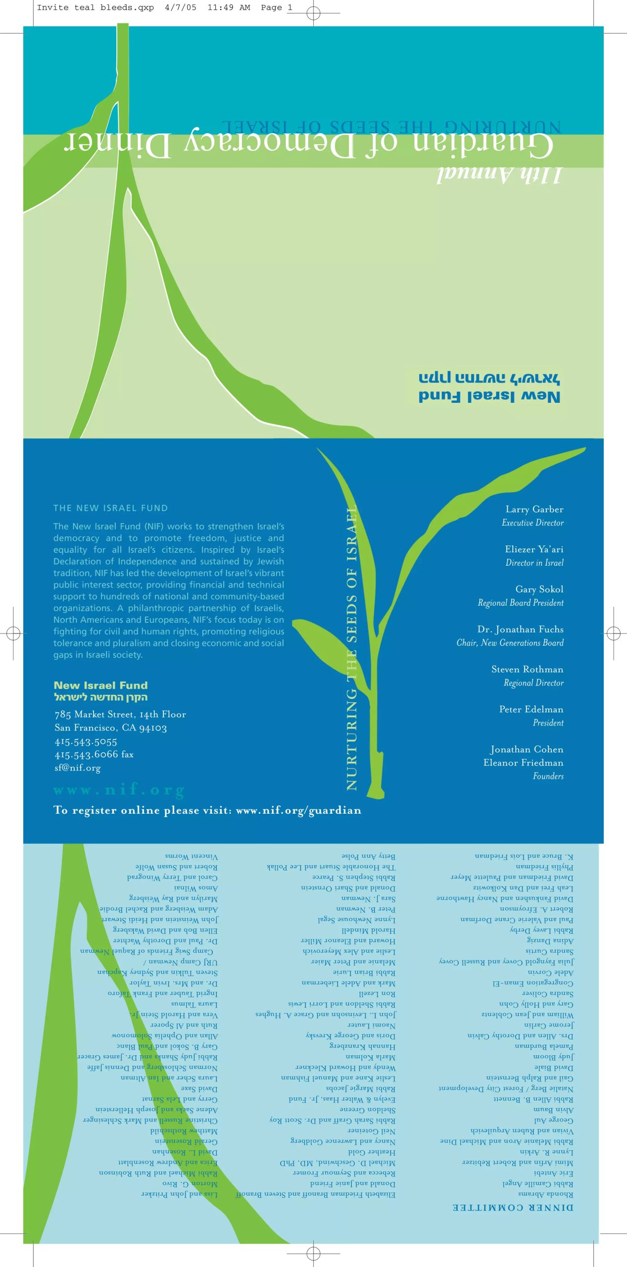 New Israel Fund Guardian Of Democracy Xi Dinner Invitation PDF