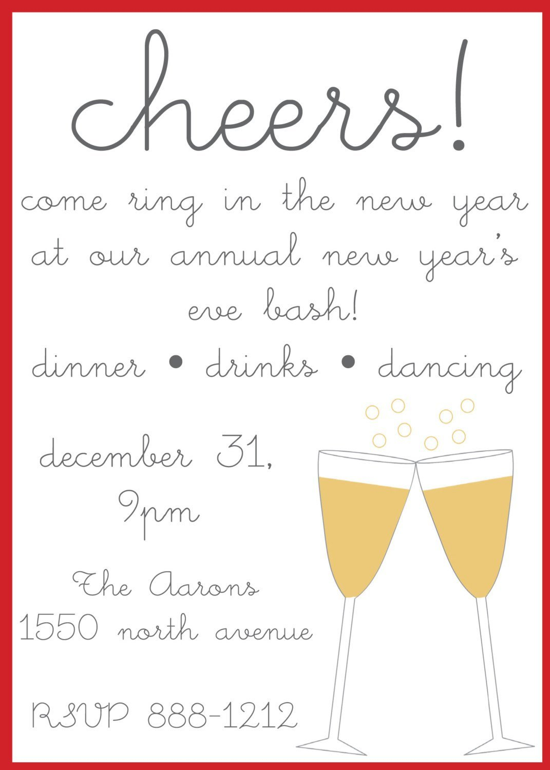 New Year S Eve Invitation Wording