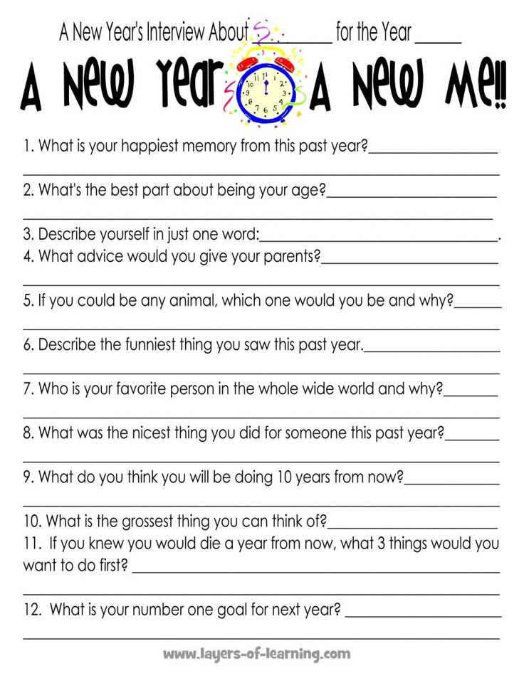 New Years Activities For Kids Printable