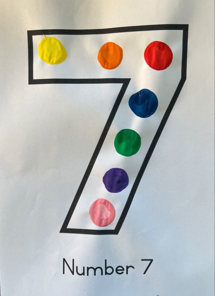Number 7 Number Art Rainbow Cork Painting Crafts For Kids 