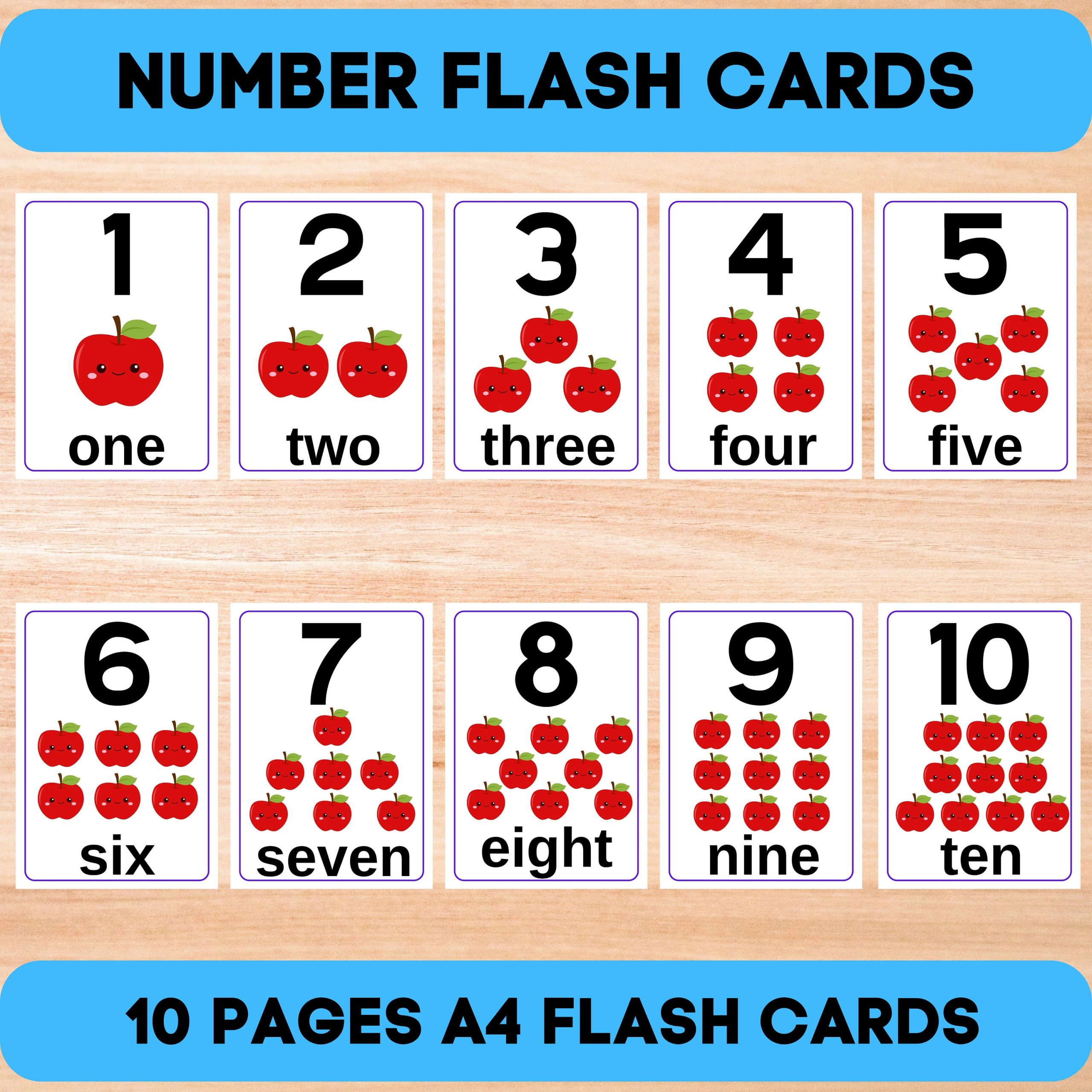 Number Flash Cards 1 10 Number Cards Count To 10 A4 A5 Montessori 