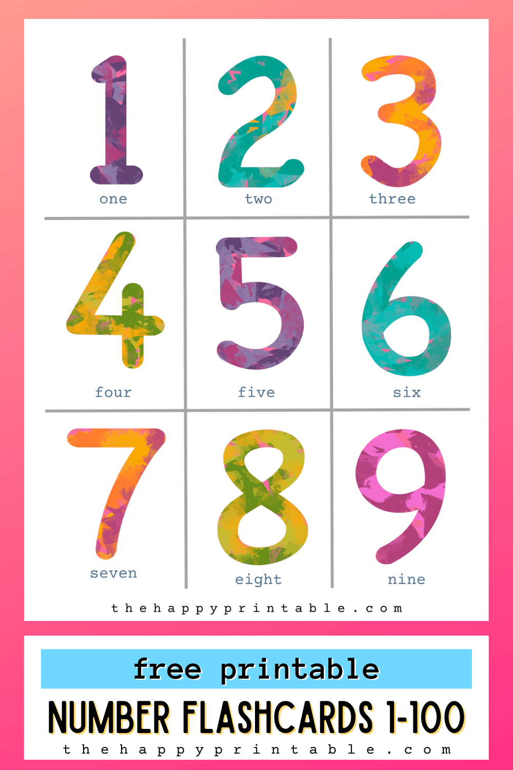 Number Flashcards 1 100 Free Printable