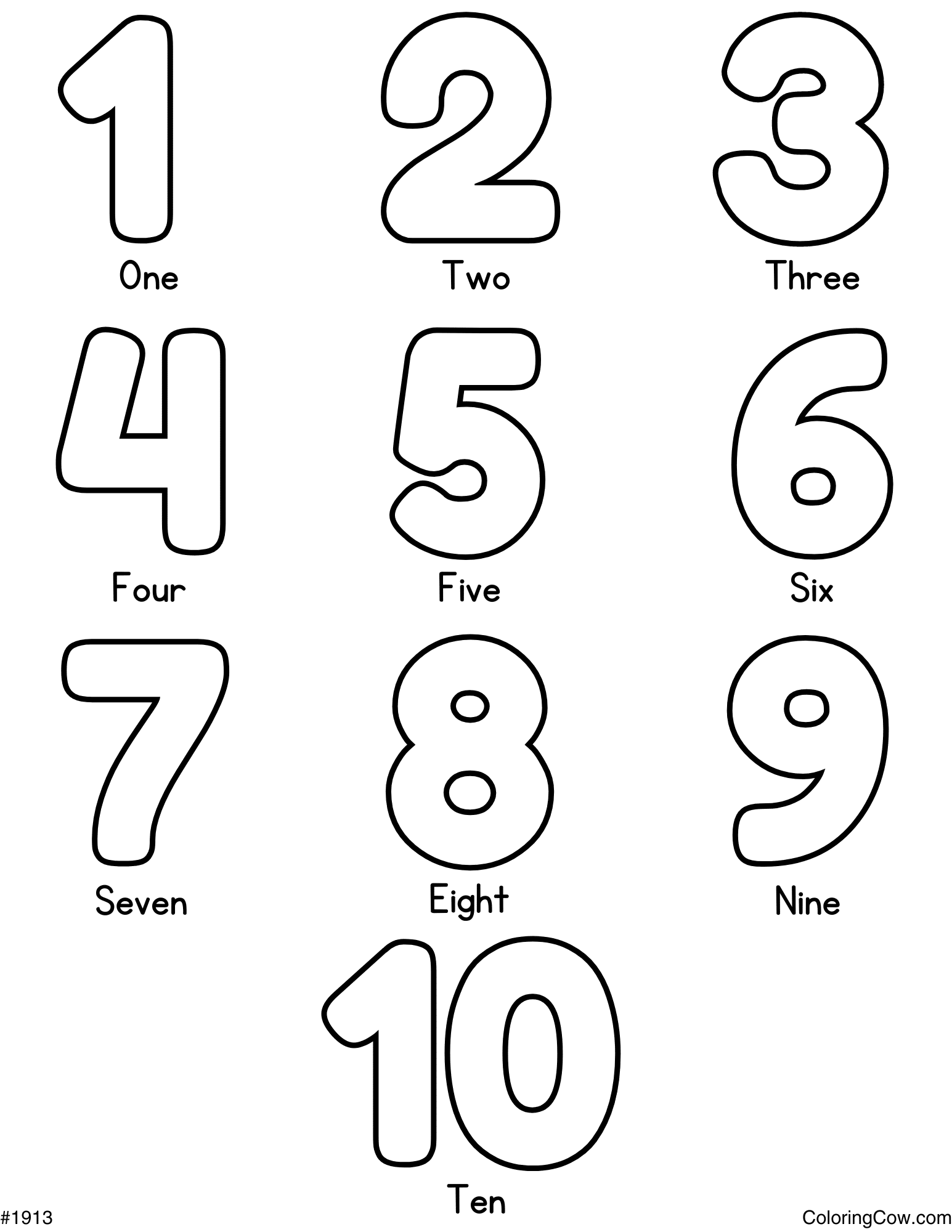 Numbers 1 10 Coloring Page