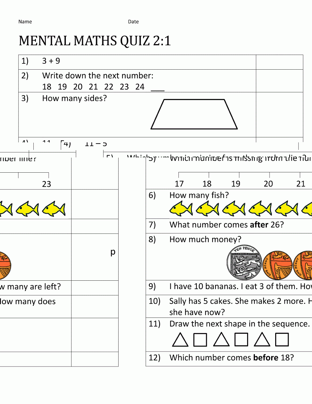 Numeracy Worksheets Learning Printable